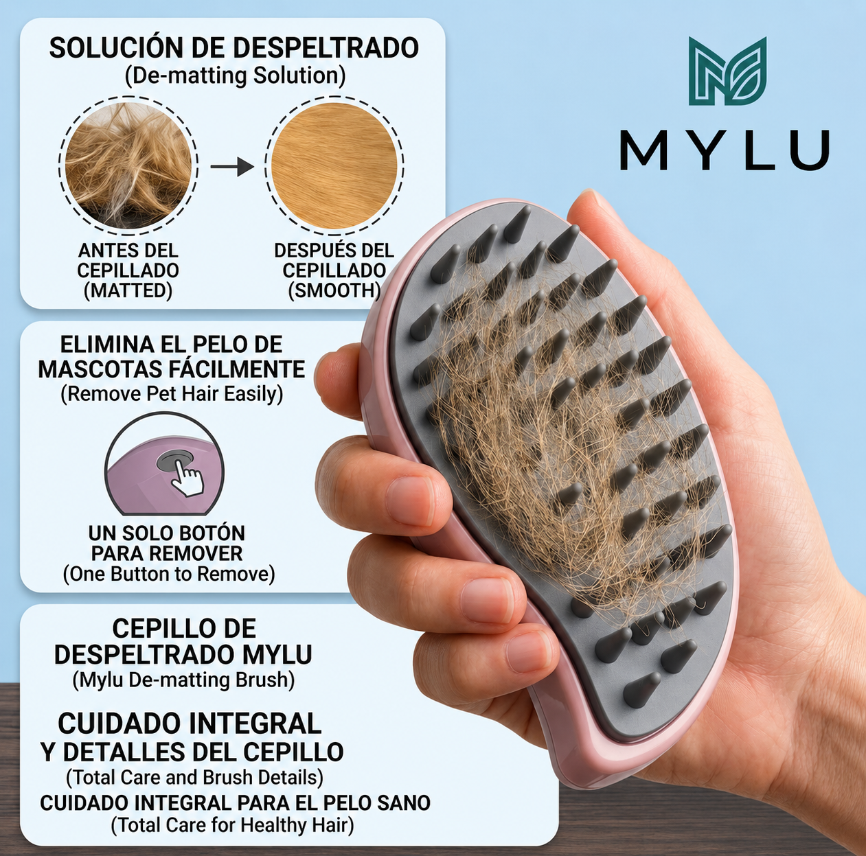 Cepillo vapor para mascota (rosa)