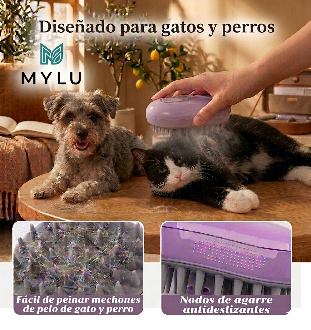 Cepillo vapor para mascota (rosa)