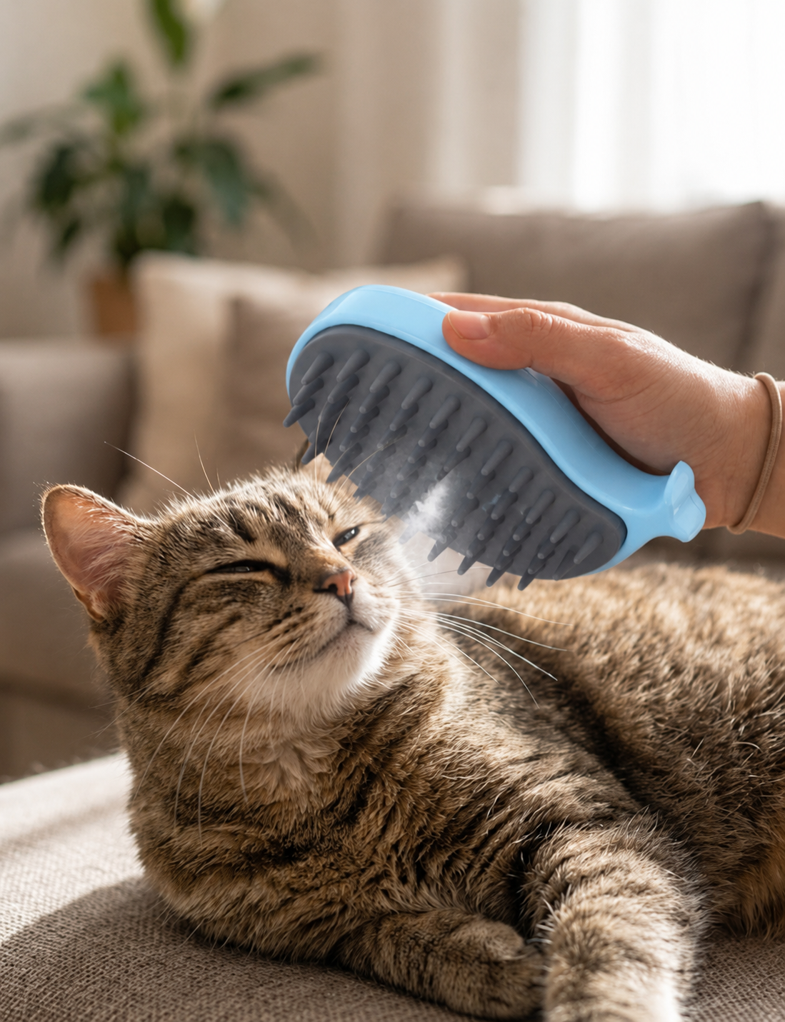 Cepillo vapor para mascota (celeste)